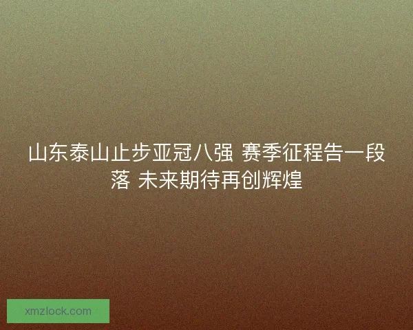 山东泰山止步亚冠八强 赛季征程告一段落 未来期待再创辉煌