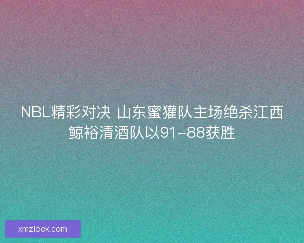 NBL精彩对决 山东蜜獾队主场绝杀江西鲸裕清酒队以91-88获胜